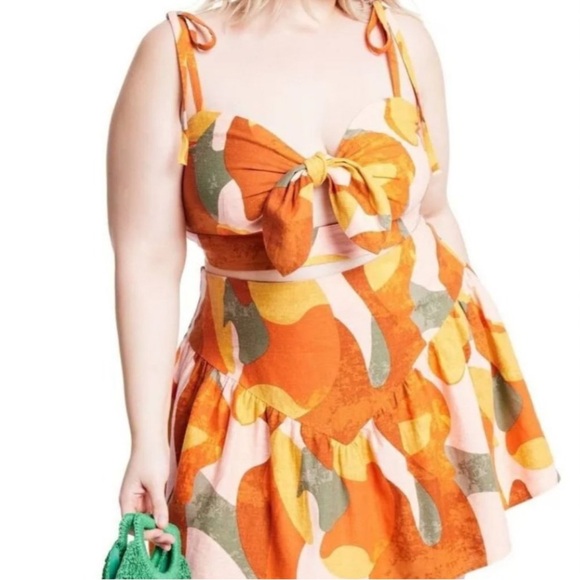 Fe Noel x Target Women’s Mixed Print Skirt Set Linen Blend Crop Top - Picture 1 of 11